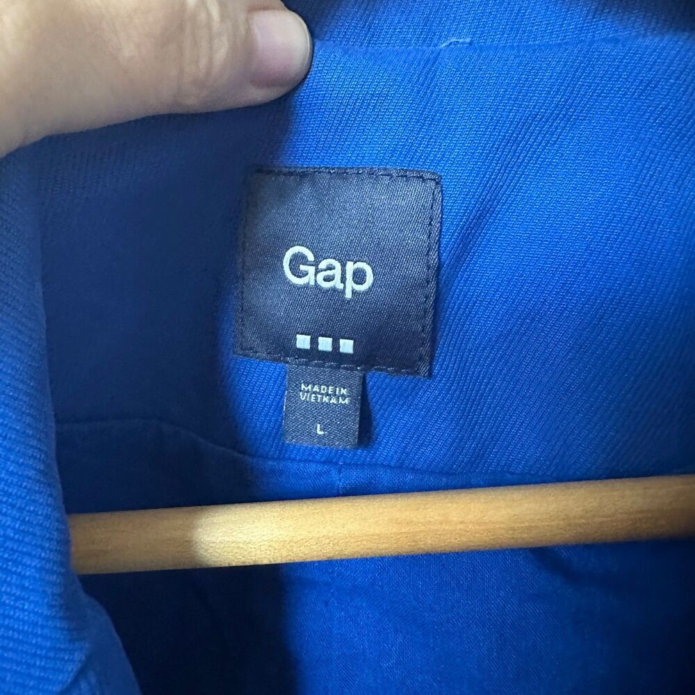 gap cobalt blue double breasted peacoat coastal preppy nautical quiet luxury lg - Picture 2 of 6